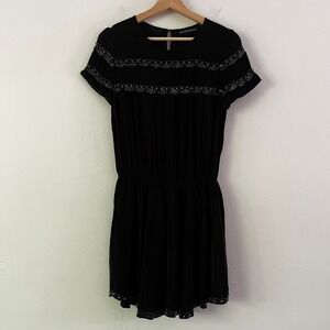 Zadig & Voltaire‎ Deluxe Jeweled Beaded Short Sleeve Mini Dress Black size small